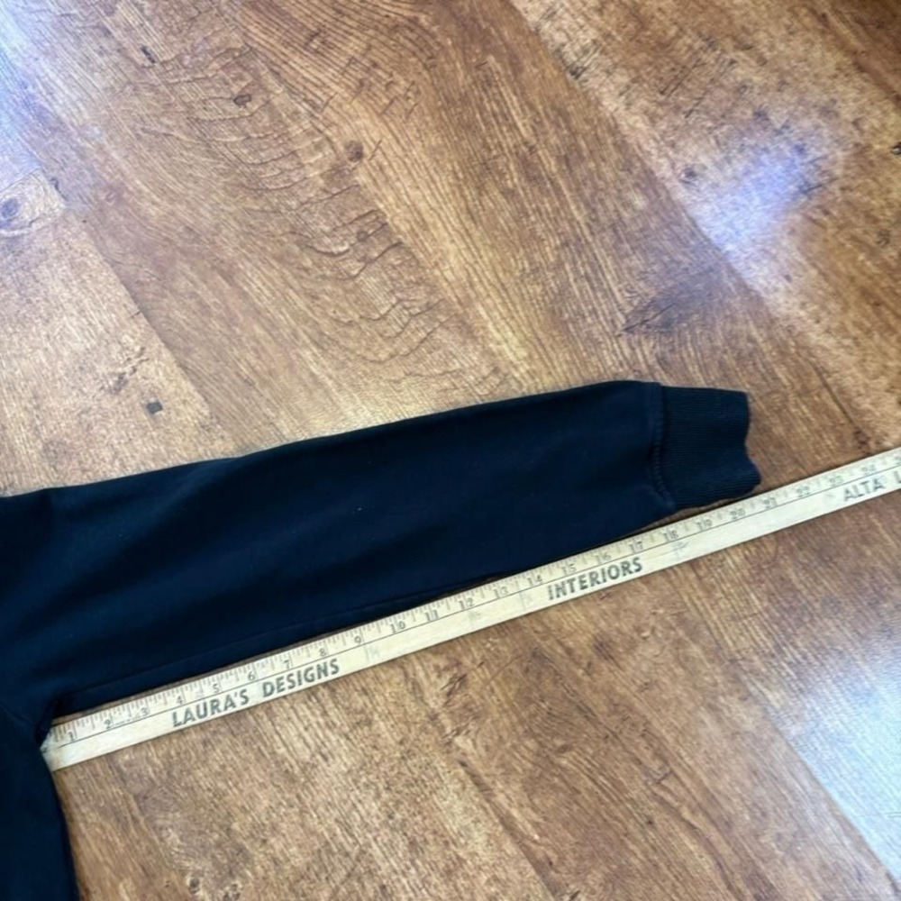 faded black pullover hoodie with embroidered "Kin" satin lining - Picture 7 of 8